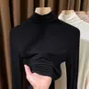 Cuello Alto de Modal Camiseta Base de Manga Larga Ajustada para Mujer Ropa de Abrigo Fina para Primavera y Otoño