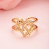 Anillo Abierto con Flor Hueca y Letra de Texto Transfronterizo Europeo y Americano para Mujer, Joyería de Anillo de Gama Alta Versátil Creativo de Nicho