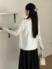 Cardigã Tencel Lyocell estilo preguiçoso, novo design de início de outono, sem botões, top cardigã branco com proteção solar