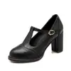 Zapatos Mary Jane Estilo Academia Británica Tacón Grueso Zapatos de Mujer Temporada de Primavera y Otoño Zapatos de Tacón Alto Comercio Exterior Tallas Grandes y Pequeñas 303