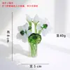 Flores pequenas artificiais feitas de vidro, lírios-calla, rosas, íris, peônias e pássaros, conjunto de ornamentos de flores eternas, presentes estrangeiros transfronteiriços