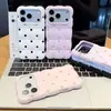 Funda de teléfono de lunares de macarrón de dopamina adecuada para Apple 18 Pro Max, 17/16, diseño simple de ventana grande para niñas, 15