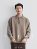 Também, a camisa polo clássica com gola alta, de manga comprida, malha de outono masculina, corte solto, adequada para o trabalho e uso casual