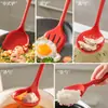 Espátula de Silicona Roja, Cuchara para Sopa, Colador, Juego de Cucharas para Arroz, Espátula de Silicona Especial Resistente a Altas Temperaturas para Cocina Casera, Antiadherente