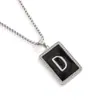 Colar Pingente Quadrado Preto com Gota de Óleo de 26 Letras Transfronteiriço Amazon Mais Vendido Pingente Distintivo de Liga Corrente de Suéter