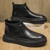 Botas Martin Masculinas Outono Inverno Novo Preto Resistente à Sujeira Clássicas Versáteis Chelsea Slip-on Cano Alto Tendência Botas de Couro