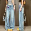 Jeans azul claro para mulheres, nova coleção de outono, cintura alta, projetado para tipos de corpo pera, plus size, caimento solto, efeito emagrecedor, calça versátil de perna reta e larga