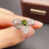 Anillo de diópsido natural transfronterizo, accesorio para mujer, joyería de nicho de alta gama en plata 925, tamaño 4*5, venta directa de fábrica de joyería