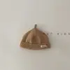 Gorro de Lana para Niños Otoño e Invierno Color Sólido Etiqueta Pequeña Gorro de Calabaza Chupete Gorro de Bebé Tendencia Coreana Ropa de Invierno para Bebé Gorro de Punto