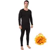 Nuevo traje de ropa interior térmica de terciopelo dorado 2023 con forro polar engrosado a prueba de frío para pareja ropa de otoño pantalones largos