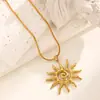 Collar Colgante Martillo Espiral Sol de Acero Inoxidable Europeo y Americano Cadena de Clavícula de Acero de Titanio Anillo de Sentido Avanzado Juego