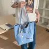 Bolso tote de rayas para mujer, versión coreana, estilo ins, casual y versátil, doble cara, gran capacidad, adecuado para estudiantes y para ir al trabajo, bolso de hombro casual