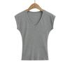 649-25 Primavera Novo Estilo Europeu e Americano Spice Girls Sexy Elástica Slim Decote V Manga Pequena Voadora Casual Vic Camiseta