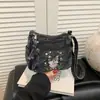Bolso de Mezclilla Lavada Bordado de Gato Bolso de Hombro Único Cruzado para Mujer Ligero para Viaje Diario Versátil con Múltiples Compartimentos Bolso para Mujer