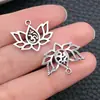 Pingente Flor de Lótus Yoga Prata Antiga Ouro Antigo Flor de Lótus Vazada Pessoa Meditando Acessórios para Joias DIY Acessórios para Joias Atacado