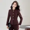 Blazer de alta gama transfronterizo, elegante y chic para otoño e invierno, traje de manga larga estilo diosa con pantalones acampanados, atuendo profesional de moda