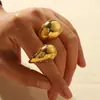 Diseño de moda europeo y americano transfronterizo nuevo de nicho anillo abierto geométrico con forma de gota de acero inoxidable chapado en oro de 18k para mujer