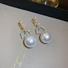 Brincos de Flor com Cristal, Pérola Artificial e Diamante em Pino de Prata Design Exagerado Europeu e Americano Brincos com Franja Brincos com Senso Avançado