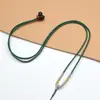 Colar com cordão para pendurar pingente de ágata branca trançado à mão cordão de suspensão cordão de segurança de jade cordão ajustável