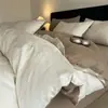 Juego de cuatro piezas de jacquard 100% algodón de alta gama con alto número de hilos, sábana bajera de satén de algodón puro simple y lujosa para cama de 1,8 m