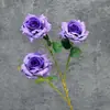Rosa sweetheart artificial de 3 cabeças para decoração de casamento, decoração de casa, arranjo floral, rosa serigrafado, ornamentos de flores artificiais transfronteiriços, atacado