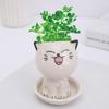 Muñeca de gato de cerámica de porcelana blanca, caricatura, expresión linda, decoración, artesanías, planta pastoral creativa, muñeca de hierba larga, maceta