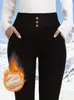 Bestseller Transfronteiriço Calças Leggings de Cintura Alta com Forro de Lã para Mulheres, Calças de Yoga Quentes Ajustadas para Outono/Inverno, Bolsos Elásticos, Calças Longas de Lã de Cordeiro