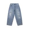 Vestir antigo 2025 primavera novo rua usado jeans lavado masculino retrô polido branco perna larga reto calças