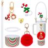Cubierta de Silicona para Vaso Stanley Navideña Transfronteriza, Cuerda de Correa de Corazón para Taza, Set Combinado con Colgante de Árbol de Navidad y Muñeco de Nieve