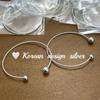 Pulseira de Moda com Design Simples Coreano Prata de Lei S925 Bola Torcida Fina Aberta para Mulheres Alto Padrão