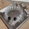 Pulsera Lunar Gris Ojo de Gato Imitación para Mujer, Colgante de Campana Simple, Regalo de Cumpleaños para Mejor Amiga, Estilo Ins de Vidrio