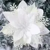 Flor de Nochebuena Artificial con Escamas Doradas Brillantes 14cm Corona de Dos Piezas Círculo Accesorios para Decoración de Árbol de Navidad Directamente de la Fuente