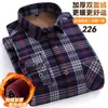 Camisa xadrez forrada com fleece transfronteiriça, camisa masculina de manga comprida escovada quente, jaqueta de trabalho casual para negócios plus size masculina