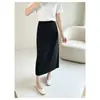 Chique sem esforço!~Saia de lã de seda com estampa de leopardo para mulheres, estilo outono, cintura alta, comprimento médio, saia justa