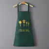 Delantal Impermeable y a Prueba de Aceite Nuevo y de Moda para Mujeres, Uso en Cocina, Cocina Casera, Mangas de Dios de la Cocina, Cinturón de Trabajo para Hombres, Trabajo Estampado