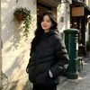 2026 Invierno Nuevo Bloque de Color Talla Grande con Capucha Estilo Pareja Chaqueta de Algodón Mujer Holgada Engrosada Cálida Tacto de Alta Gama Abrigo de Algodón