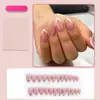Uñas Postizas Blancas Estilo Francés con Purpurina Plateada Ondulada, Superventas Transfronterizas Europeas y Americanas, Uñas Portátiles, Uñas al por Mayor
