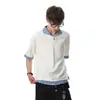 Camisa Polo de Hombre Parche Cuadros Falso Dos Piezas, Camiseta Casual de Manga Corta a la Moda de Verano Estilo Europeo y Americano con Sentido del Diseño