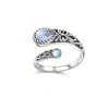Anillo Artesanal Vintage Forma de Cuchara con Piedra Lunar Europea y Americana para Mujer, Moño Repujado Victoriano, Anillo Estilo Bohemio