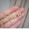 Plata de Ley S925 Chapada en Oro de 18K Cuentas de Oro Esmerilado con Brillo Levantan los Agujeros de las Orejas para Dormir Sin Pendientes Mujer