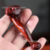 Escultura em madeira de sândalo vermelho lobular pingente de chaveiro Deus da Riqueza corajoso peça de nogueira de madeira artesanato de brincadeira cultural peça de cabo