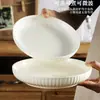 Plato de Cerámica Blanco Puro Simple Estilo Japonés para el Hogar de Alto Valor Tendencia Plato Plano Plato de Cena Plato Hondo Grueso Plato para Cocinar y Servir