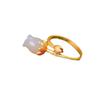 Anel Aberto Elegante Retro de Prata Esterlina S925 Ouro 18K Natural Hotan Orquídea Esmalte Dourado Fosco