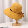 Design Sense Cross Tether Bow Boutique Cloth Hat Mulheres Coreanas Verão Anti-UV Big Rim Sunshade Hat Trendy