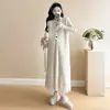 Vestido de punto para mujer embarazada Otoño e Invierno 2024 Diseño de moda coreana Chaleco con flecos holgado Falda Falda base ajustada