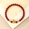 Novo Estilo "Dinheiro Vem Rápido" Pulseira de Areia Roxa e Dourada com Alto Teor de Areia Roxa e Dourada e Espaçadores Triangulares, Pulseira de Cavalo Dourado para o Ano Novo