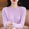 Suéter de lã gola careca ready-to-wear de primeira linha feminino outono e inverno novo cor sólida pulôver manga longa solto versátil suéter de tricô base