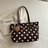Bolsa de outono com poá, nova bolsa feminina para o trabalho, bolsa de ombro de grande capacidade, bolsa tote de camurça retrô