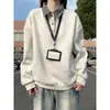 Sudadera con Capucha de Dos Piezas Falsas con Solapa a Cuadros Nueva Primavera/Otoño 2026 Unisex Holgada Hombro Caído Juvenil Moderna Versátil