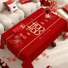 Manteles de Boda al por Mayor, Decoraciones Festivas Rojas para Bodas, Manteles para Salón de Bodas con Palabras Felices, Centros de Mesa para Banquetes de Compromiso, Comedor de Mesa de Café